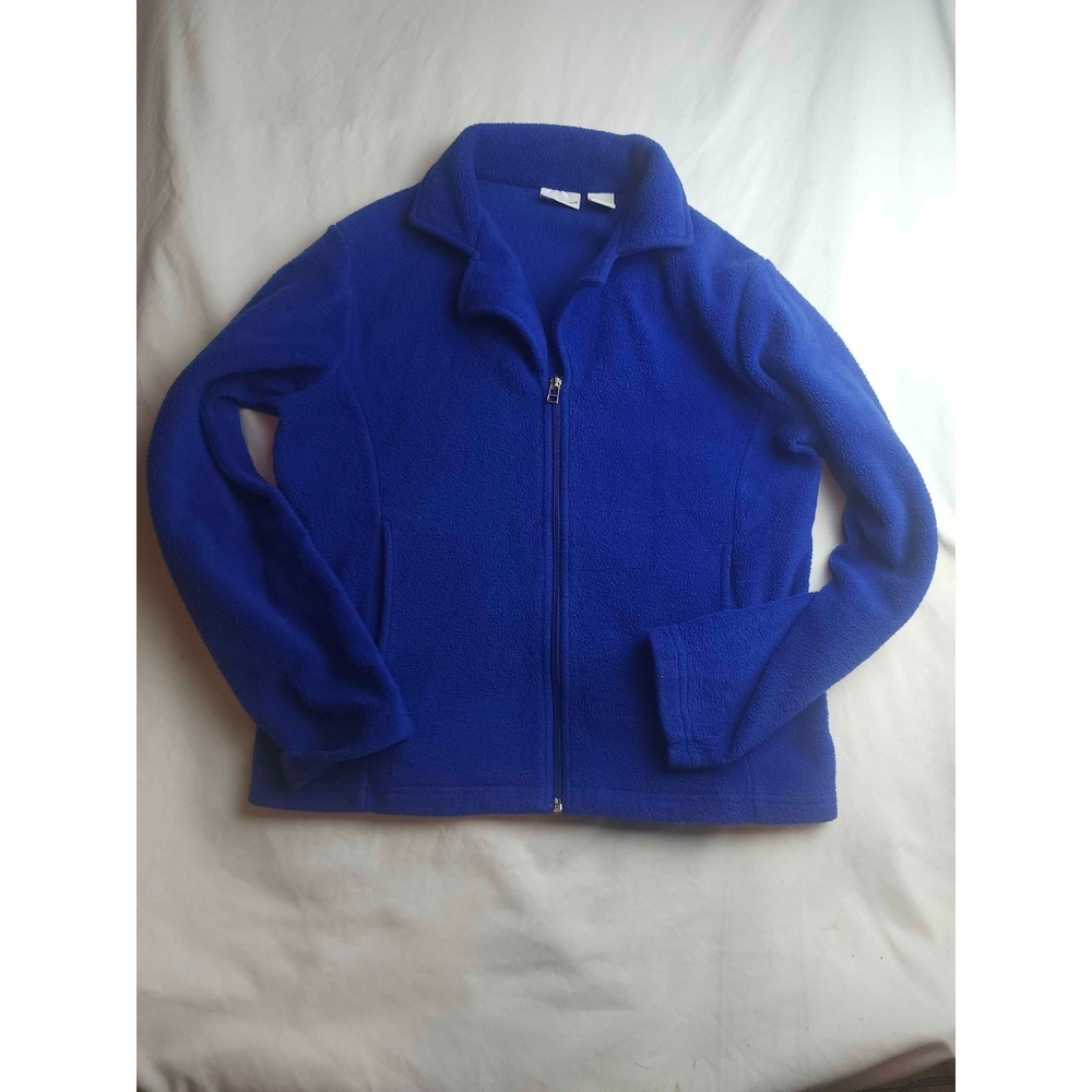 Kim Rogers Fleece Jacket Womens Size Medium Blue Zip Up Casual Layering Outdoor